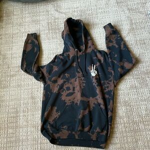Brown and black skull peace sign hoodie